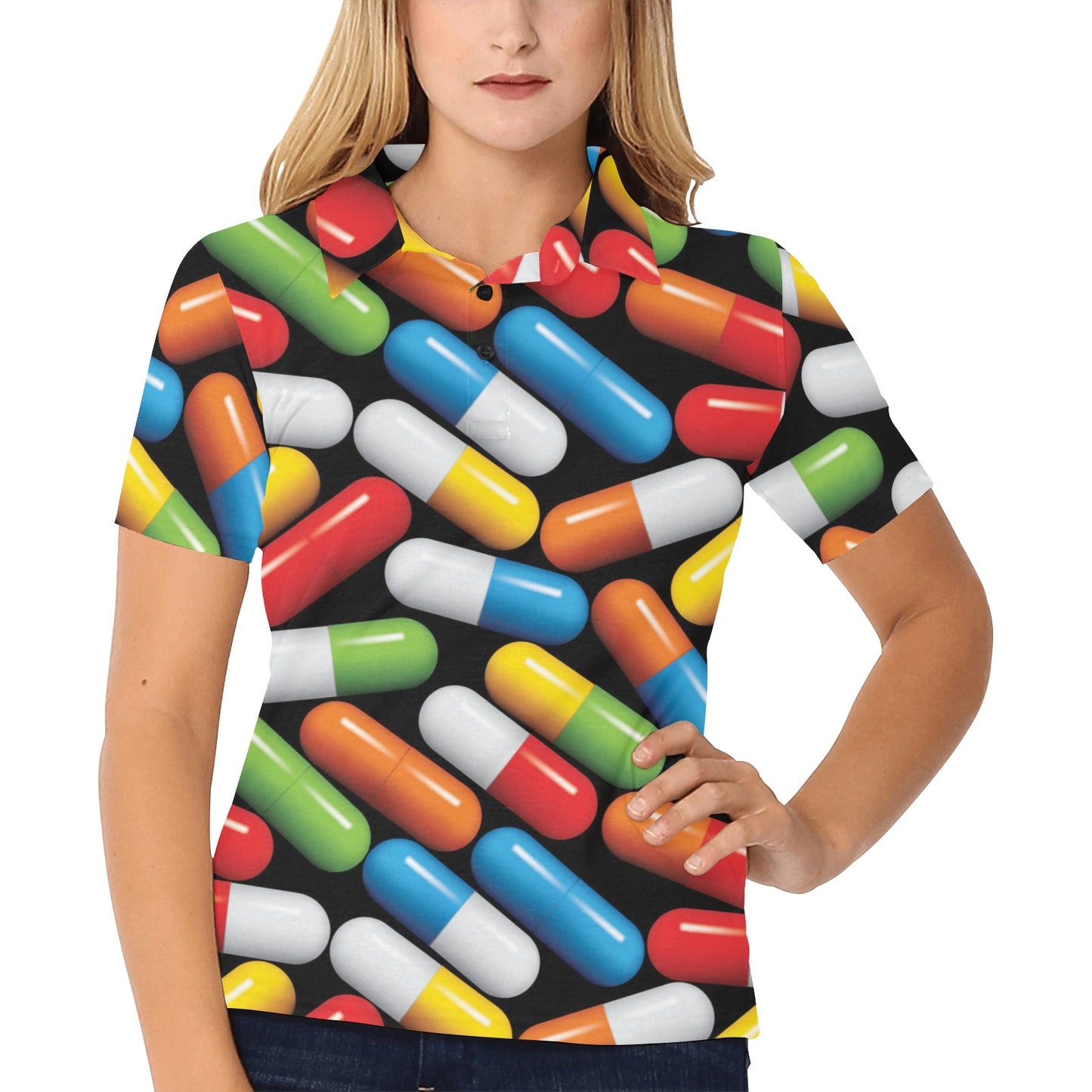 Pineapple Pattern Print Design A02 Women's Polo Shirt