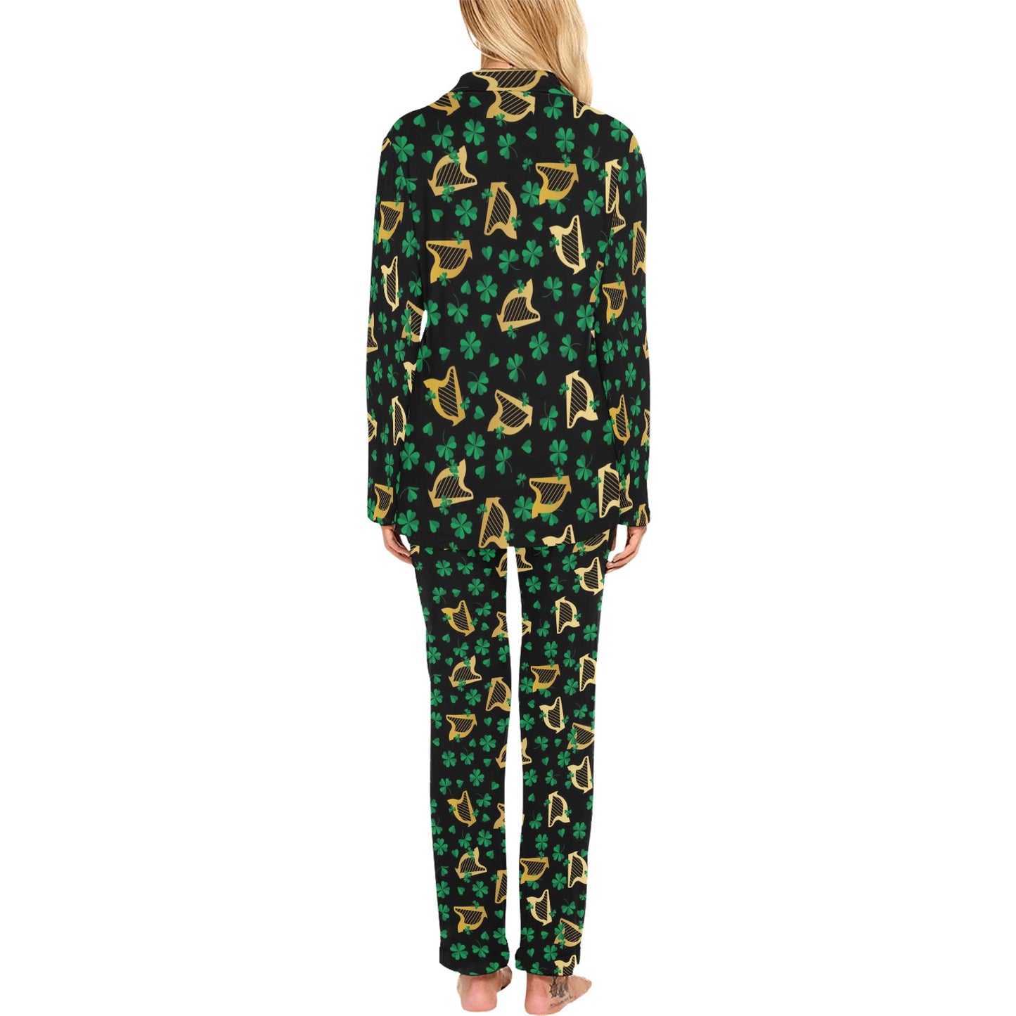 Harp Print Design LKS402 Women's Long Pajama Set