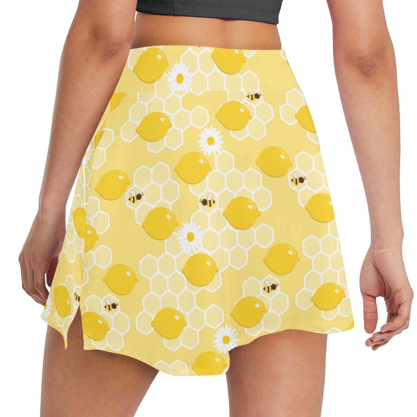 Honey Bee Honeycomb Print Design LKS3010 Women's Golf Skirt with Pocket