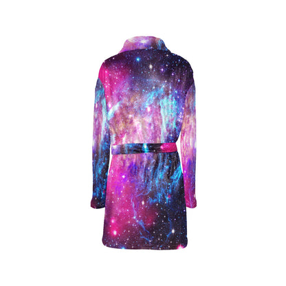 Galaxy Night Purple Space Print Women's Fleece Robe