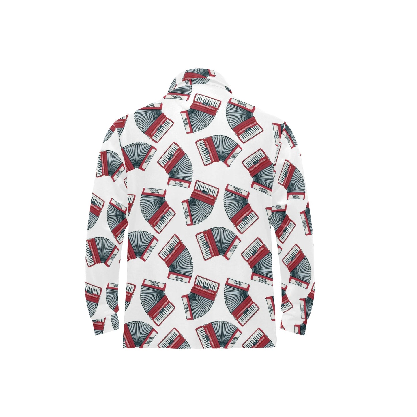 Accordion Pattern Print Design 03 Long Sleeve Polo Shirt For Men's