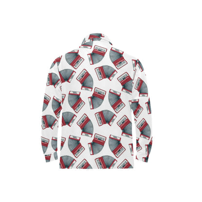Accordion Pattern Print Design 03 Long Sleeve Polo Shirt For Men's
