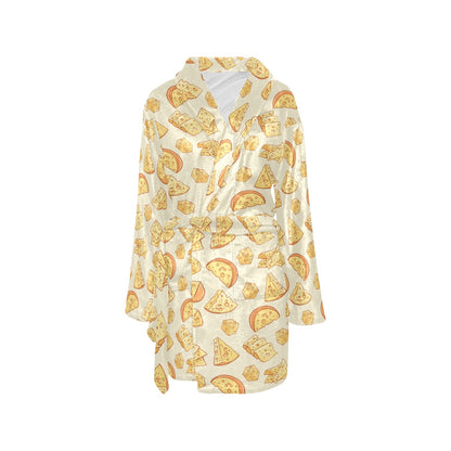 Cheese Pattern Print Design 01 Women's Fleece Robe