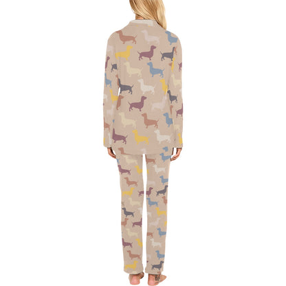 Dachshund Pattern Print Design 03 Women's Long Pajama Set