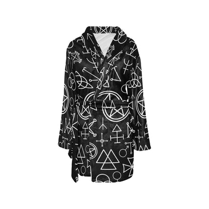 Pentagram Pattern Print Design A02 Women's Fleece Robe