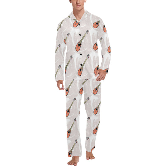 Mandolin Pattern Print Design 03 Men's Long Pajama Set