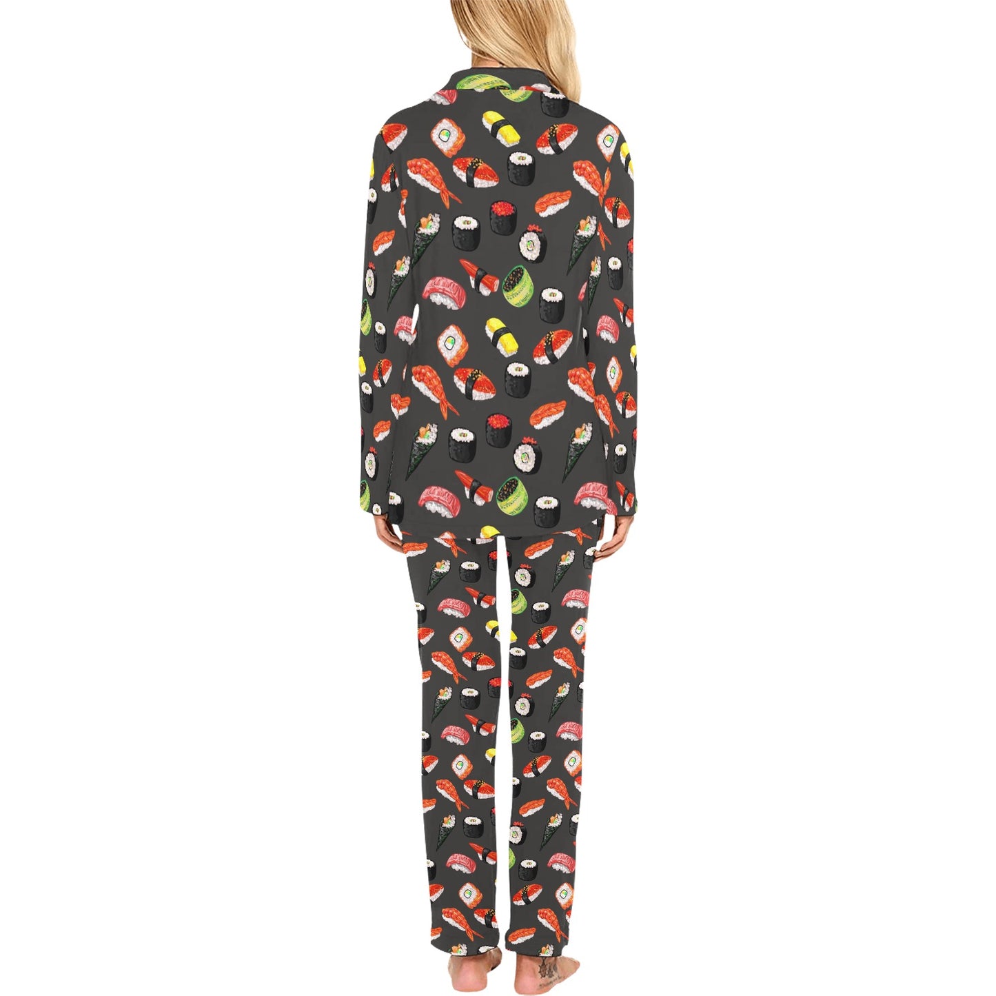 Sushi Design Print Women's Long Pajama Set