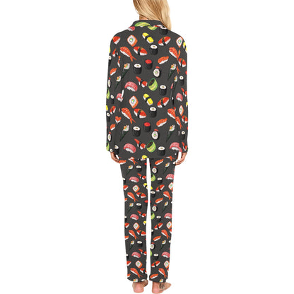 Sushi Design Print Women's Long Pajama Set