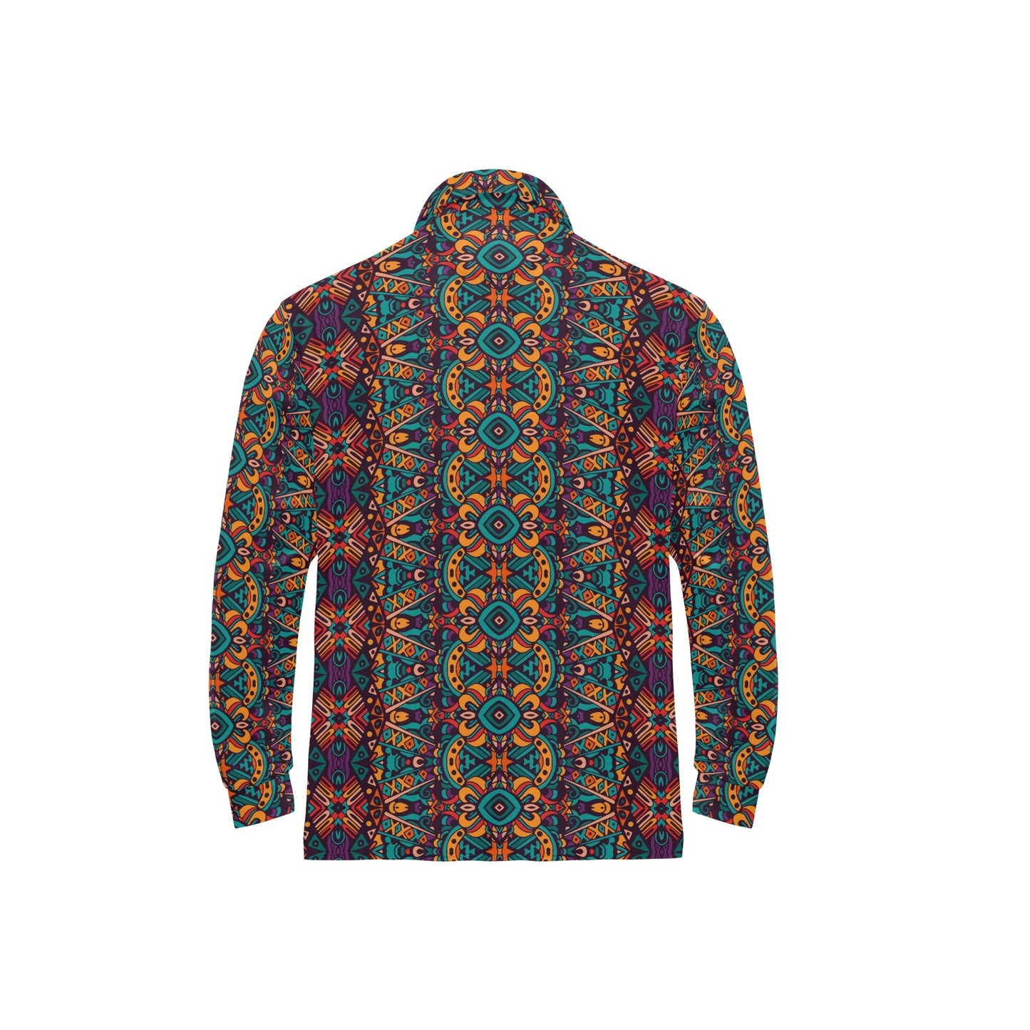 Ethnic Style Print Pattern Long Sleeve Polo Shirt For Men's