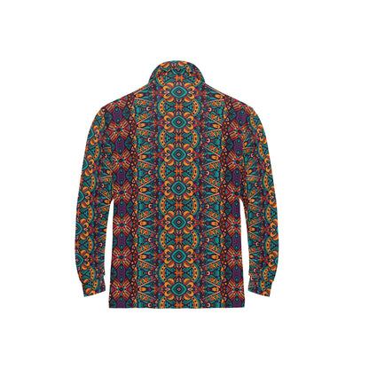 Ethnic Style Print Pattern Long Sleeve Polo Shirt For Men's