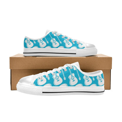 Acoustic Guitar Print Design LKS404 Women's White Low Top Shoes