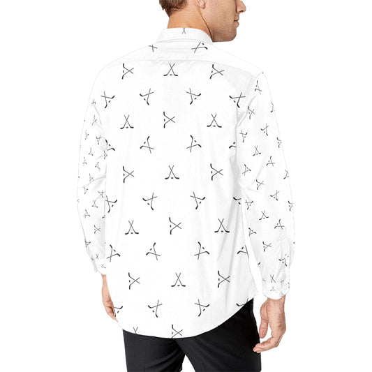 Hockey Print Design LKS304 Men's Long Sleeve Dress Shirt