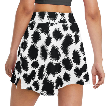 Cheetah Black Print Pattern 17" Golf & Pickleball Skort with Pockets