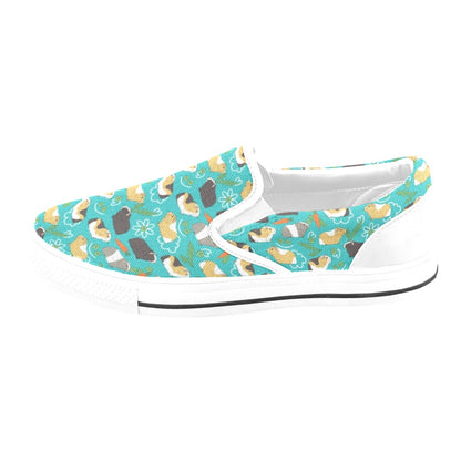 Guinea Pig Print Design LKS402 White Slip Ons Canvas Women's Shoes