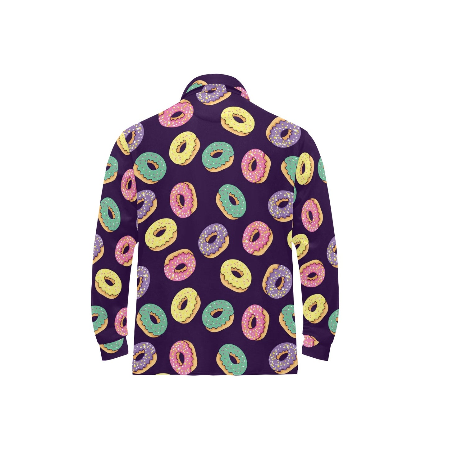 Donut Pattern Print Design DN08 Long Sleeve Polo Shirt For Men's
