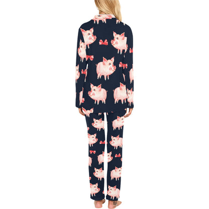 Pig Cute Pattern Print Design 02 Women's Long Pajama Set