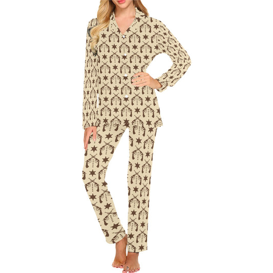 Western Cowboy Print Design LKS302 Women's Long Pajama Set
