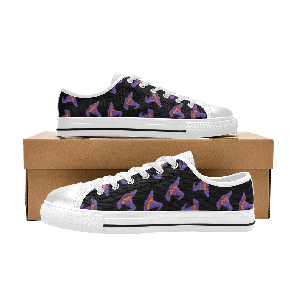 Witch Hat Print Design LKS304 Women's White Low Top Shoes