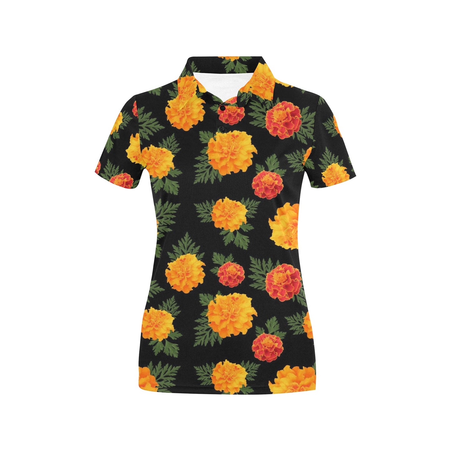 Marigold Pattern Print Design MR05 Women's Polo Shirt