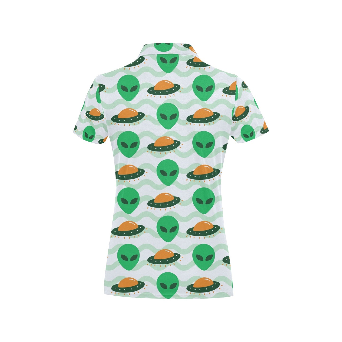 Alien UFO Pattern Print Design 04 Women's Polo Shirt