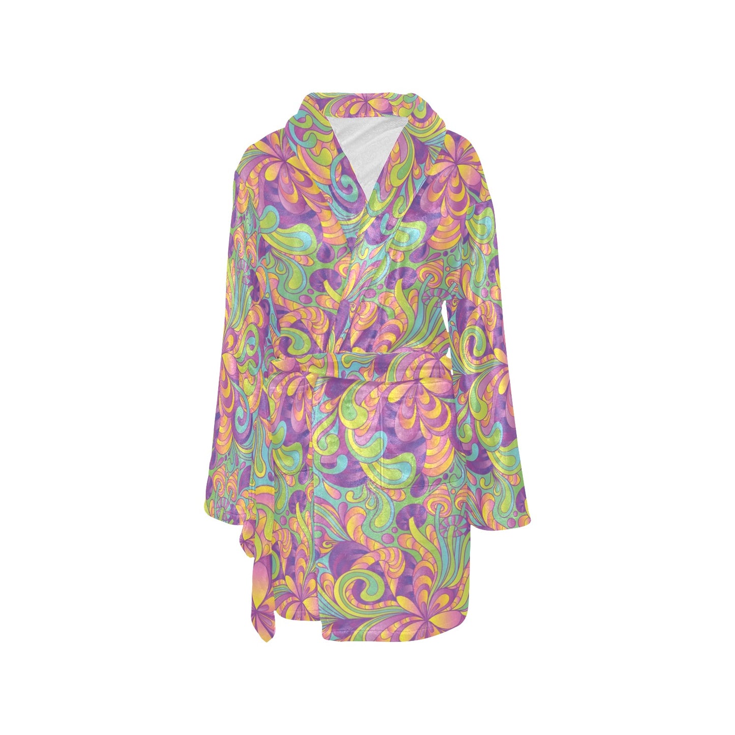 Psychedelic Mushroom Pattern Print Design A05 Women's Fleece Robe