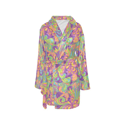 Psychedelic Mushroom Pattern Print Design A05 Women's Fleece Robe