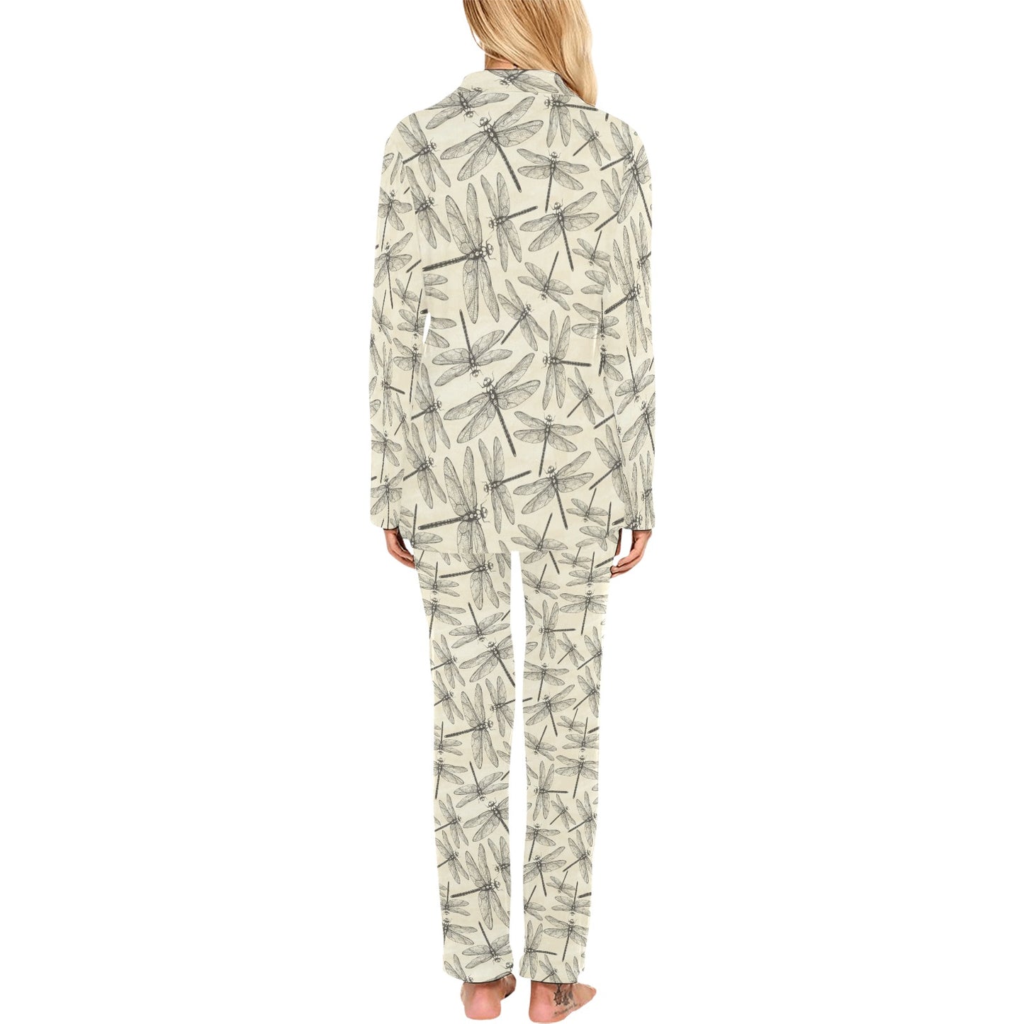 Dragonfly Print Design LKS402 Women's Long Pajama Set