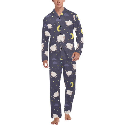 Sheep Night Pattern Print Design 02 Men's Long Pajama Set