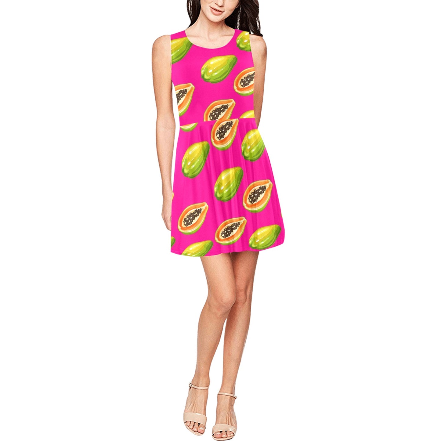 Papaya Pattern Print Design PP02 Sleeveless Dress