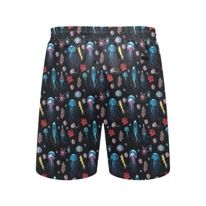 Jellyfish Underwater Print Men's Swim Trunks Beach Shorts