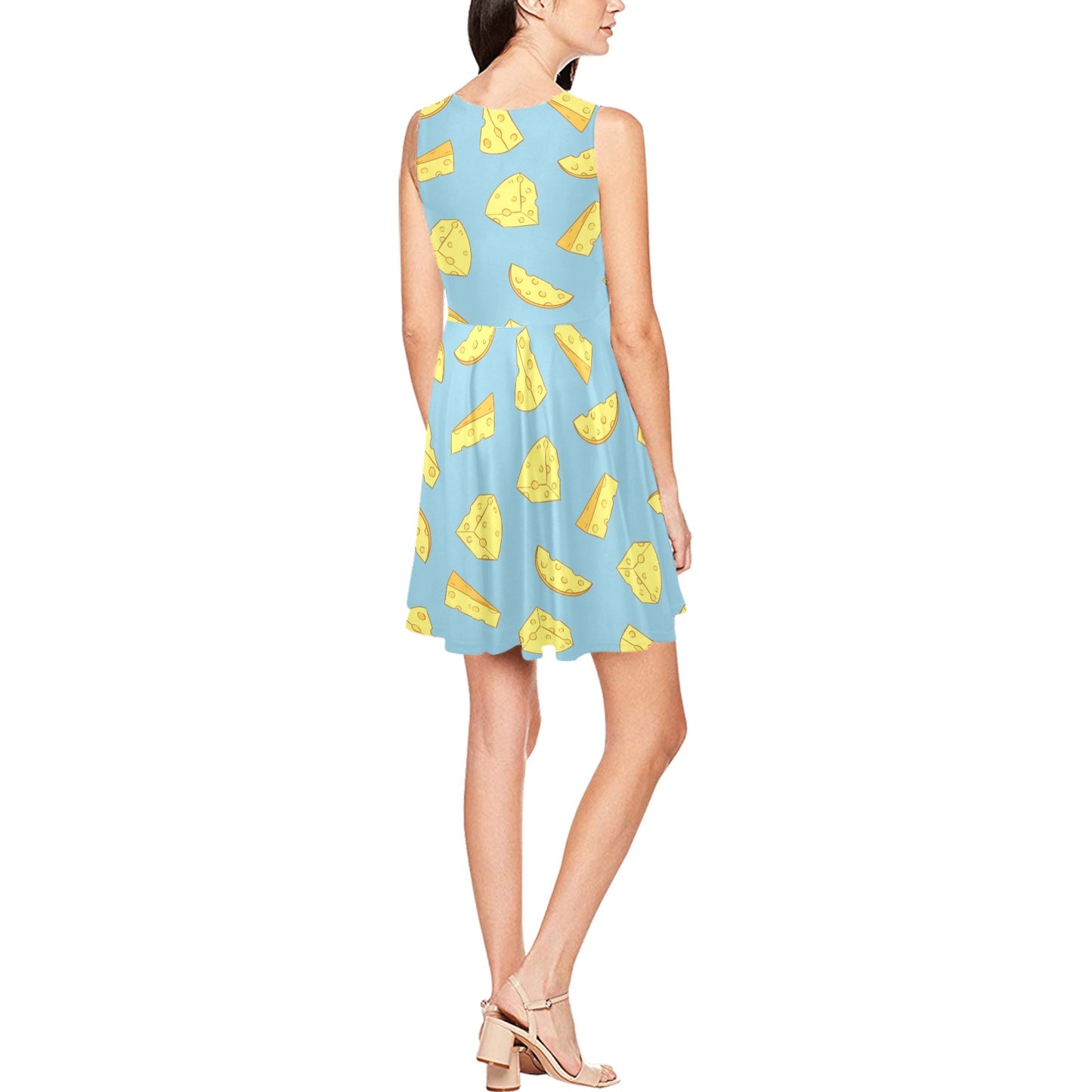 Cheese Pattern Print Design 04 Sleeveless Dress