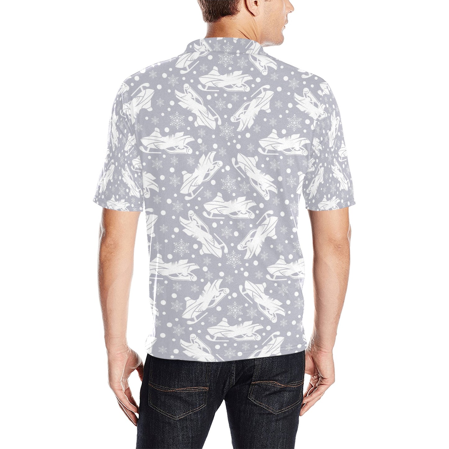 Snowmobile Print Design LKS302 Men Polo Shirt
