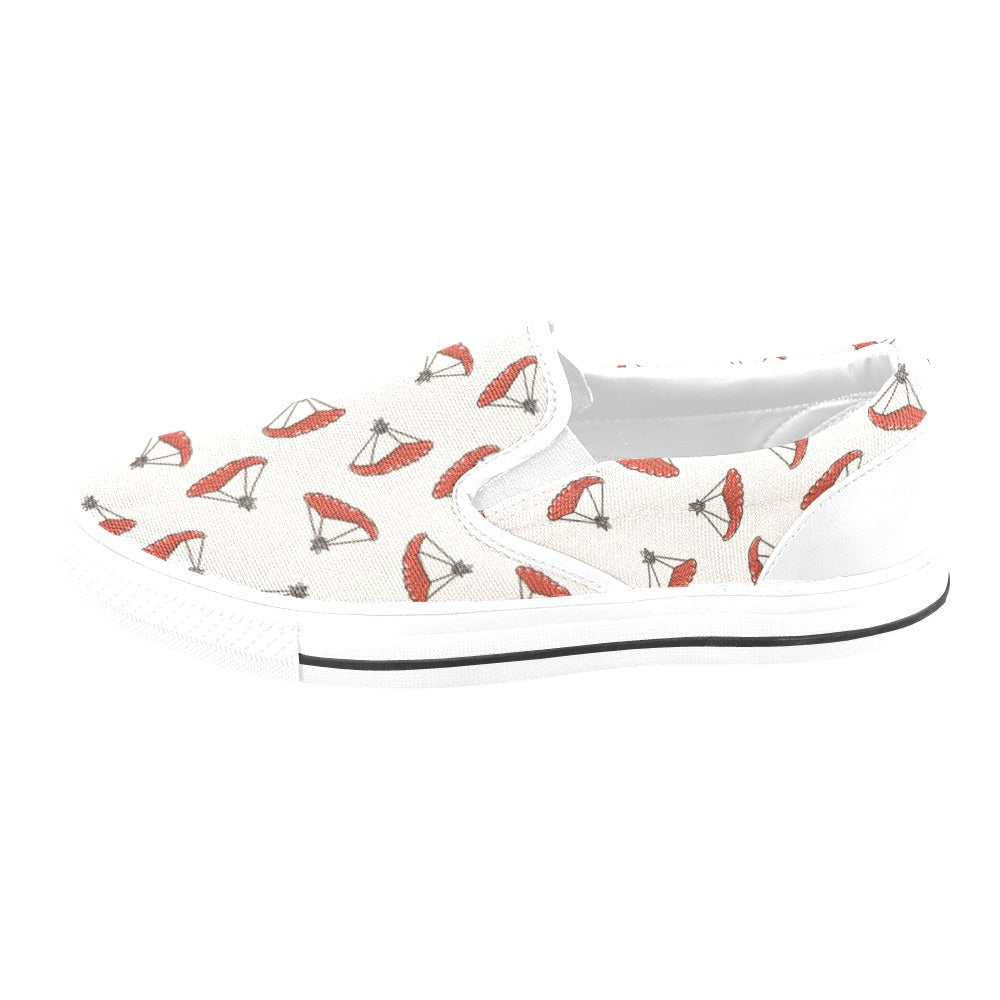 Skydiver Print Design LKS302 White Slip Ons Canvas Women's Shoes
