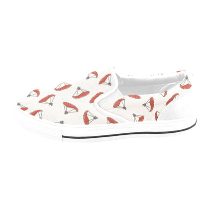 Skydiver Print Design LKS302 White Slip Ons Canvas Women's Shoes