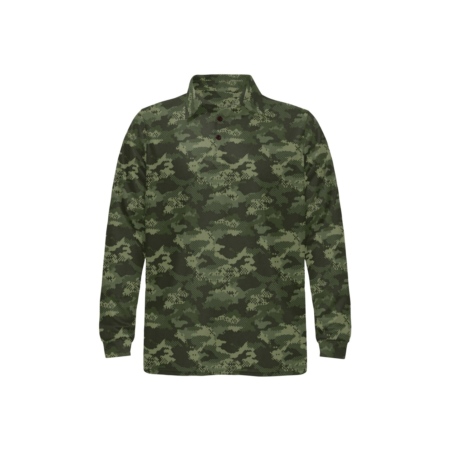 Army Camouflage Pattern Print Design 02 Long Sleeve Polo Shirt For Men's