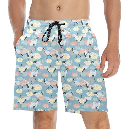 Water Lily Print Design LKS304 Men's Swim Trunks Beach Shorts