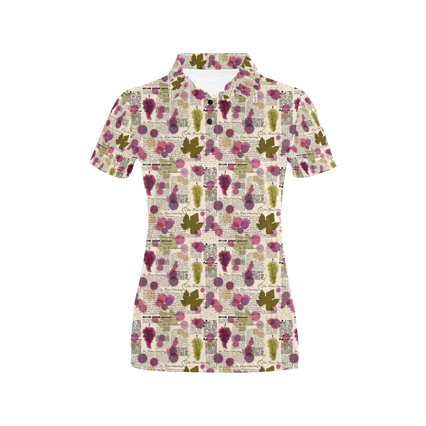 Wine Style Design Print Women's Polo Shirt
