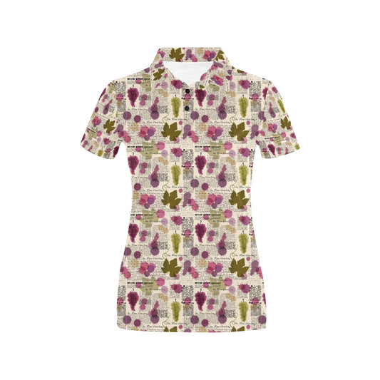 Wine Style Design Print Women's Polo Shirt