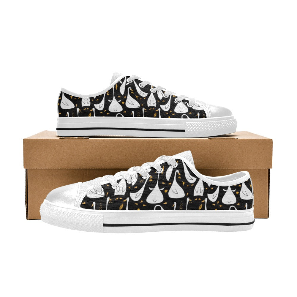 Goose Print Design LKS401 Women's White Low Top Shoes