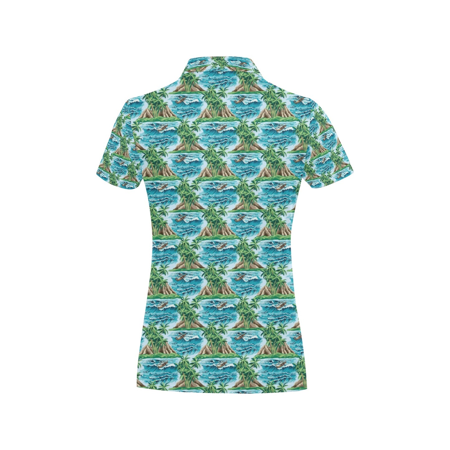 Palm Tree Hawaiian Themed Design Print Women's Polo Shirt