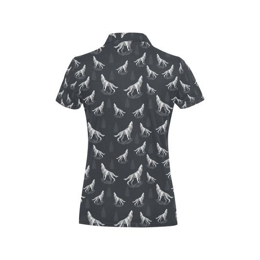 Wolf Print Design LKS303 Women's Polo Shirt