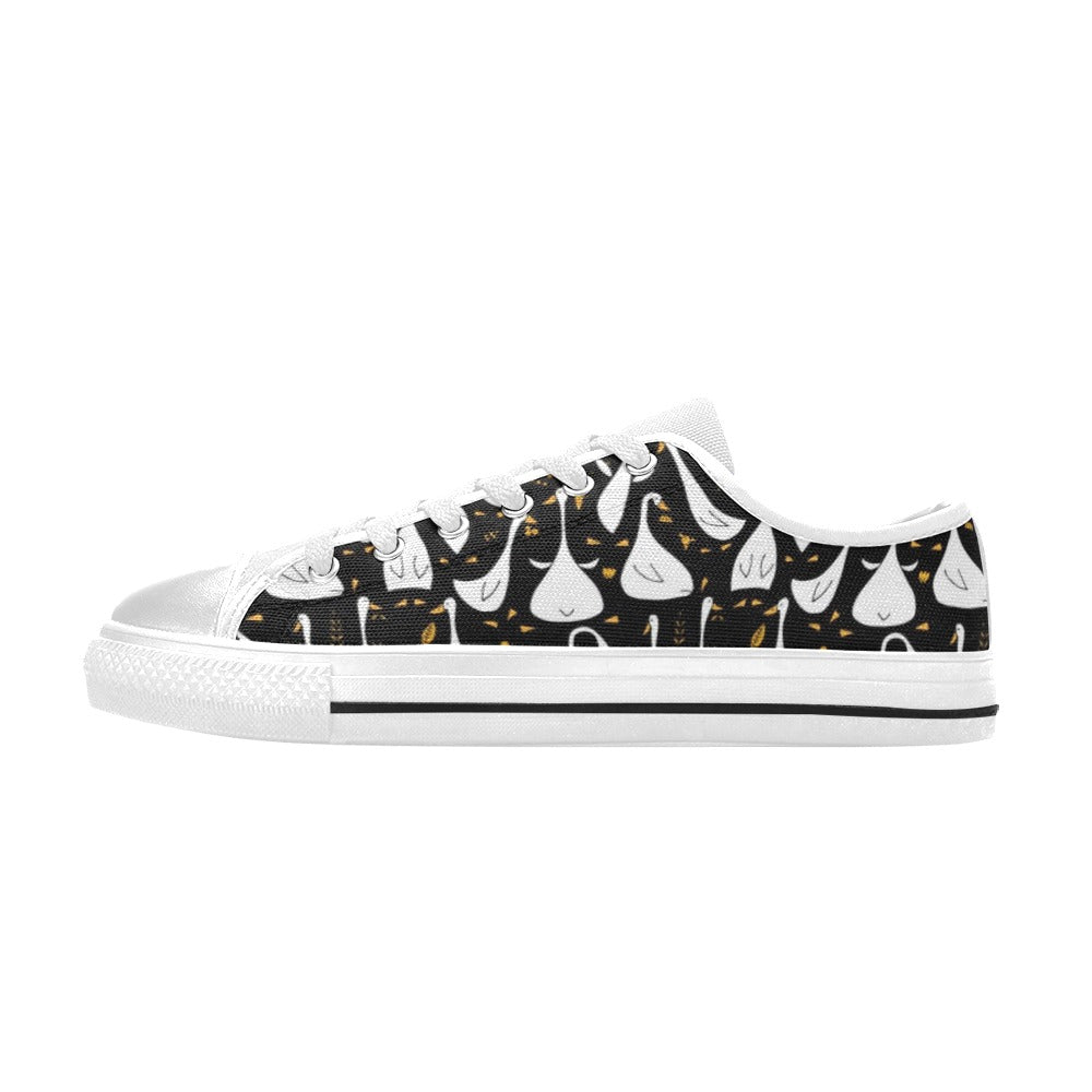 Goose Print Design LKS401 Women's White Low Top Shoes