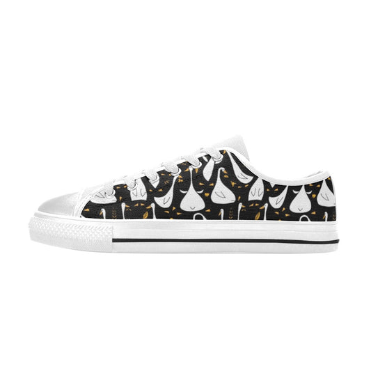 Goose Print Design LKS401 Women's White Low Top Shoes