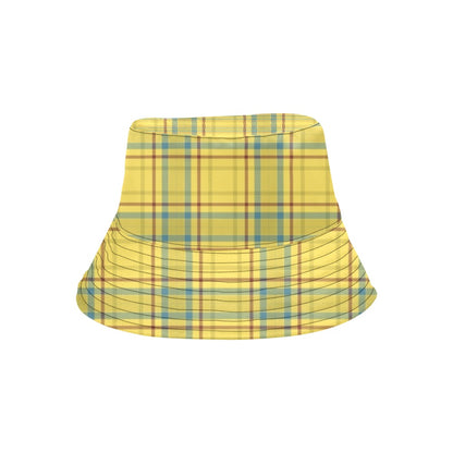 Tartan Yellow Print Design LKS301 Unisex Bucket Hat