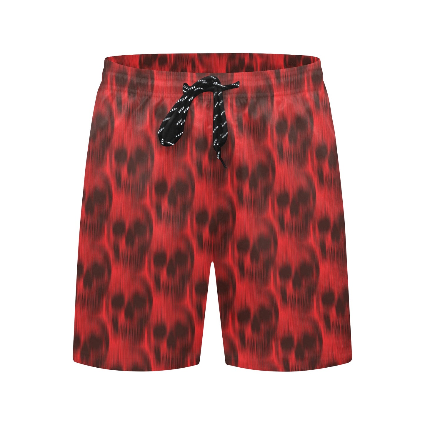 Skull Red Print Design LKS306 Men's Swim Trunks Beach Shorts