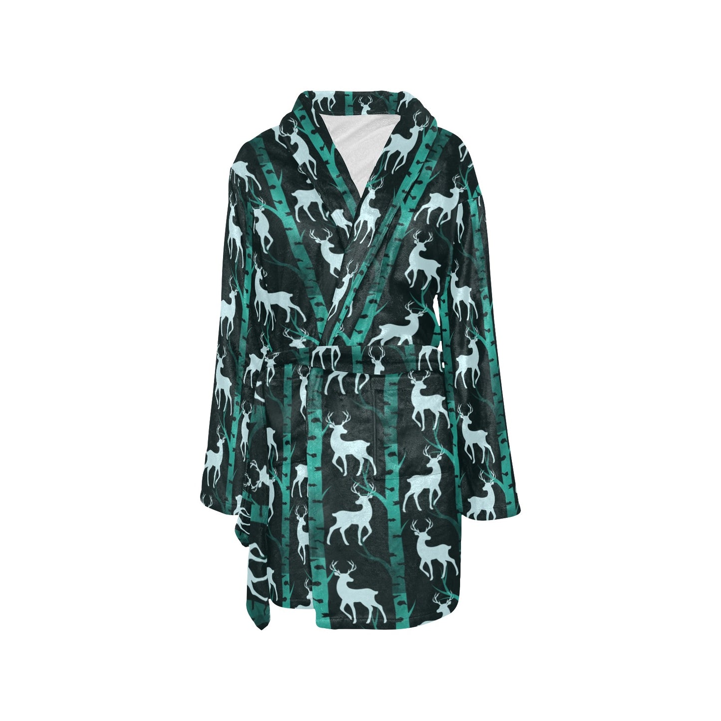 Deer Jungle Print Pattern Women's Fleece Robe