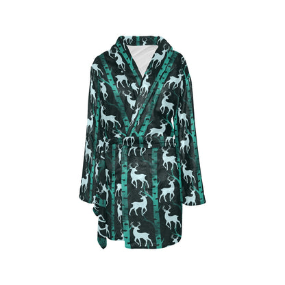 Deer Jungle Print Pattern Women's Fleece Robe