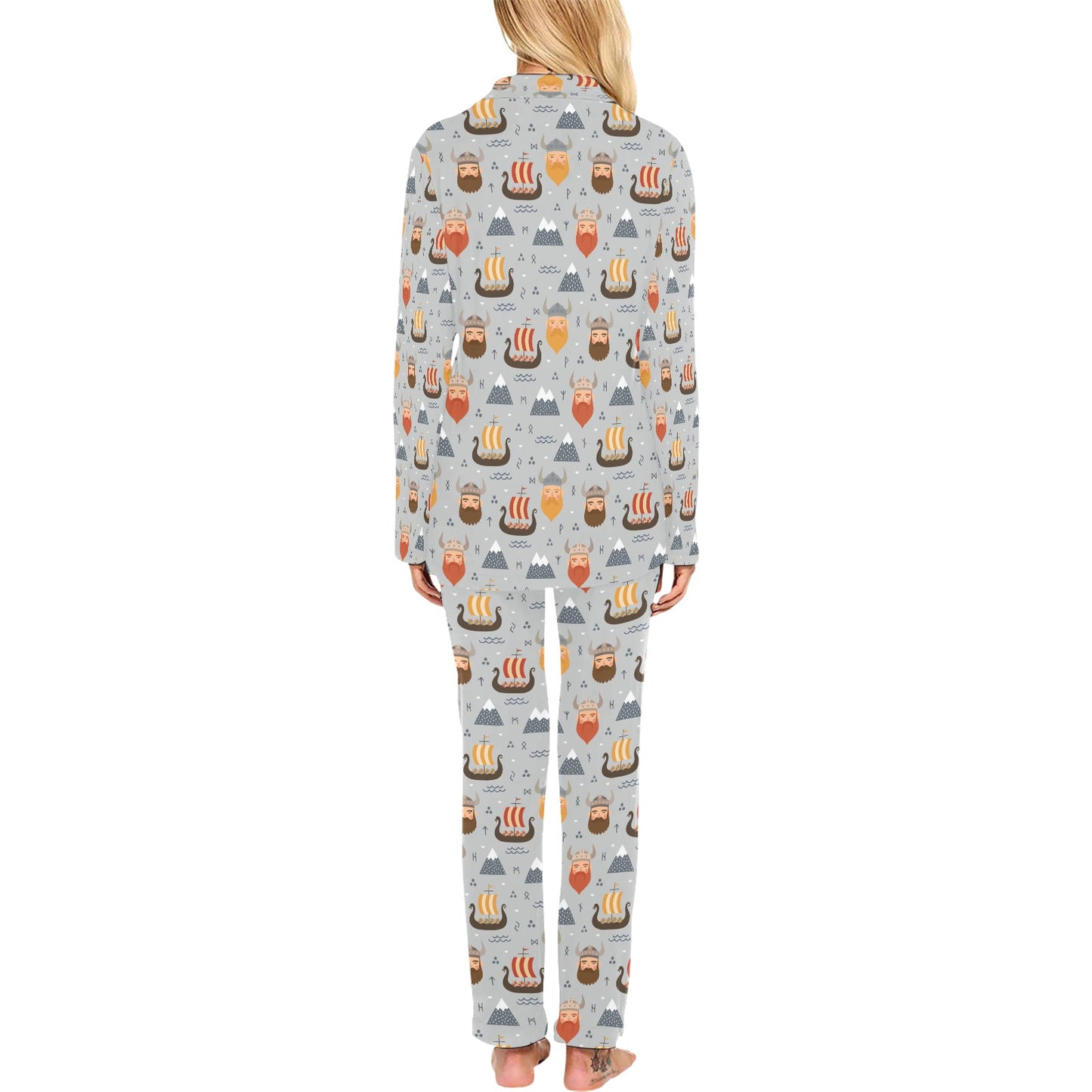 Vikings Print Design LKS307 Women's Long Pajama Set