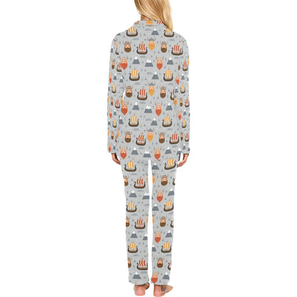 Vikings Print Design LKS307 Women's Long Pajama Set
