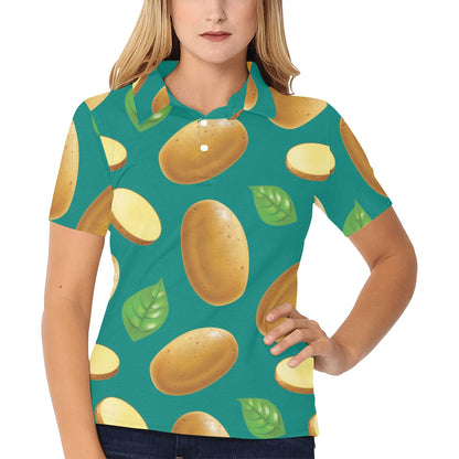 Potato Pattern Print Design A04 Women's Polo Shirt